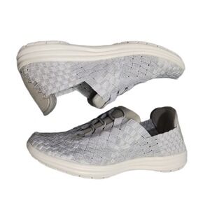 Bernie Mev Victoria Running Shoes Womens US Size 6 Gray Woven Stretch Slip On
